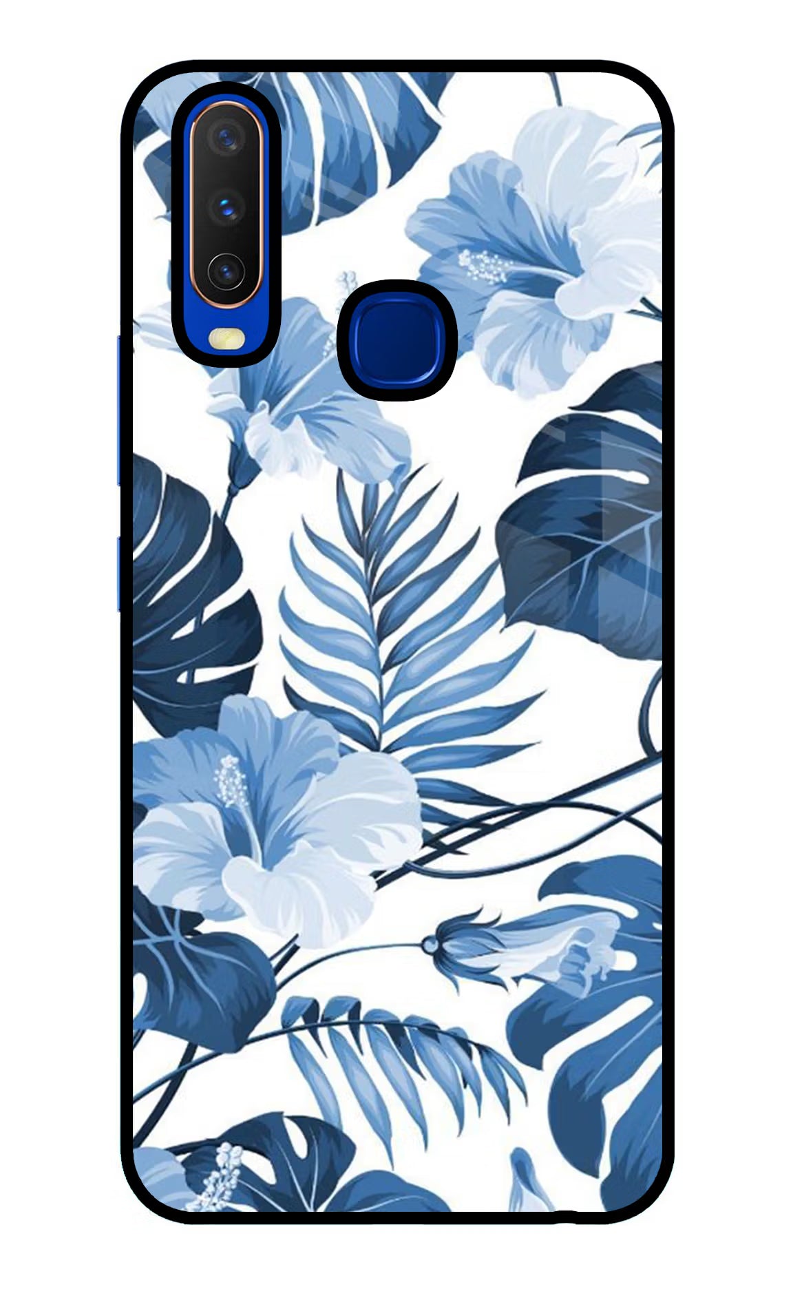 Fabric Art Vivo Y15/Y17 Glass Case Back Cover by Casekaro