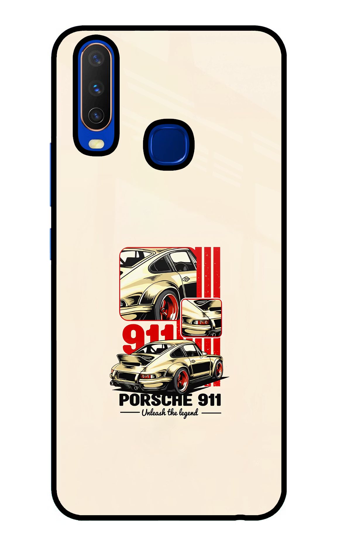 Classic Porsche 911 Vivo Y15/Y17 Glass Case Back Cover by Casekaro
