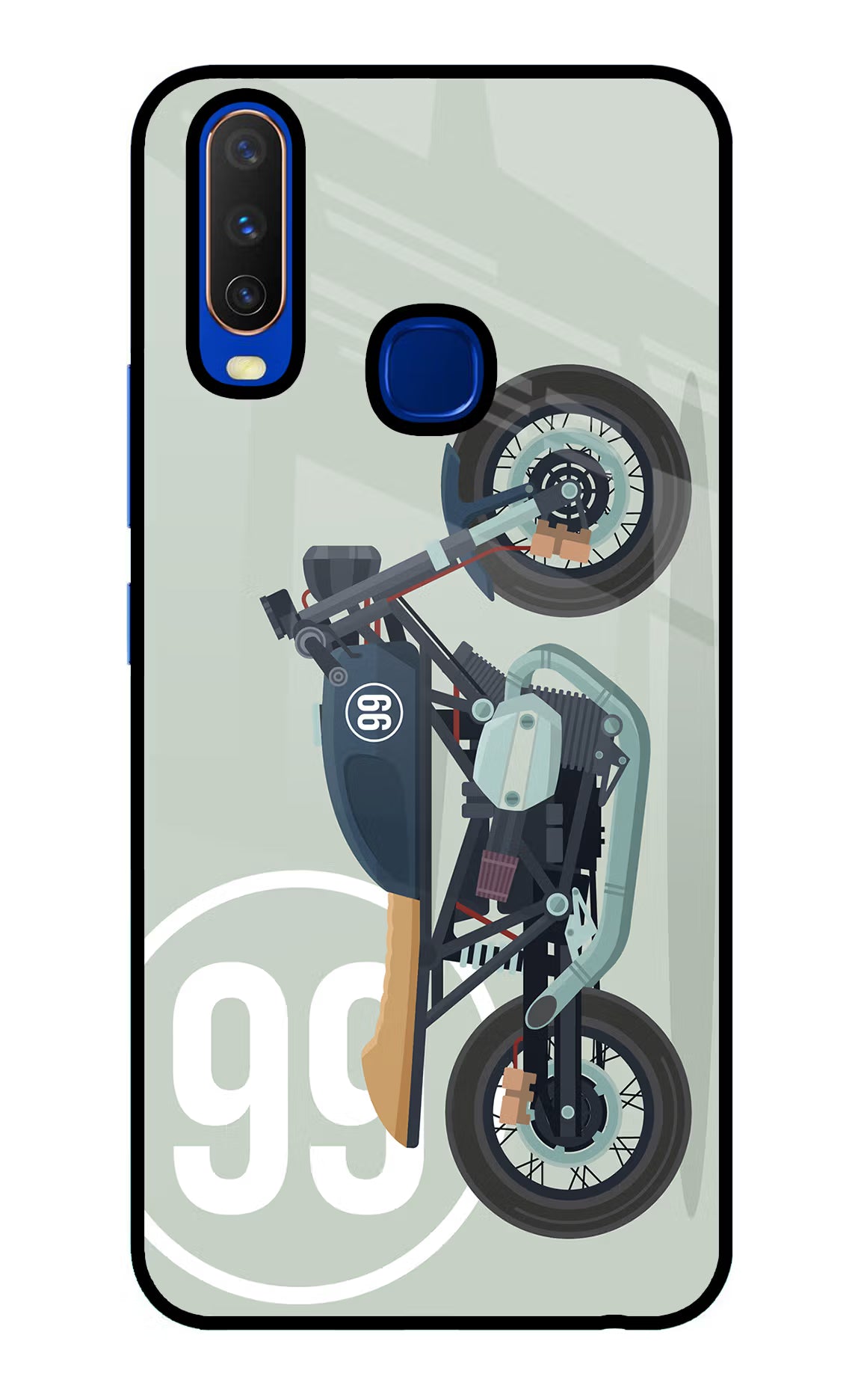 Classic Cafe Racer 99 Vivo Y15/Y17 Glass Case Back Cover by Casekaro