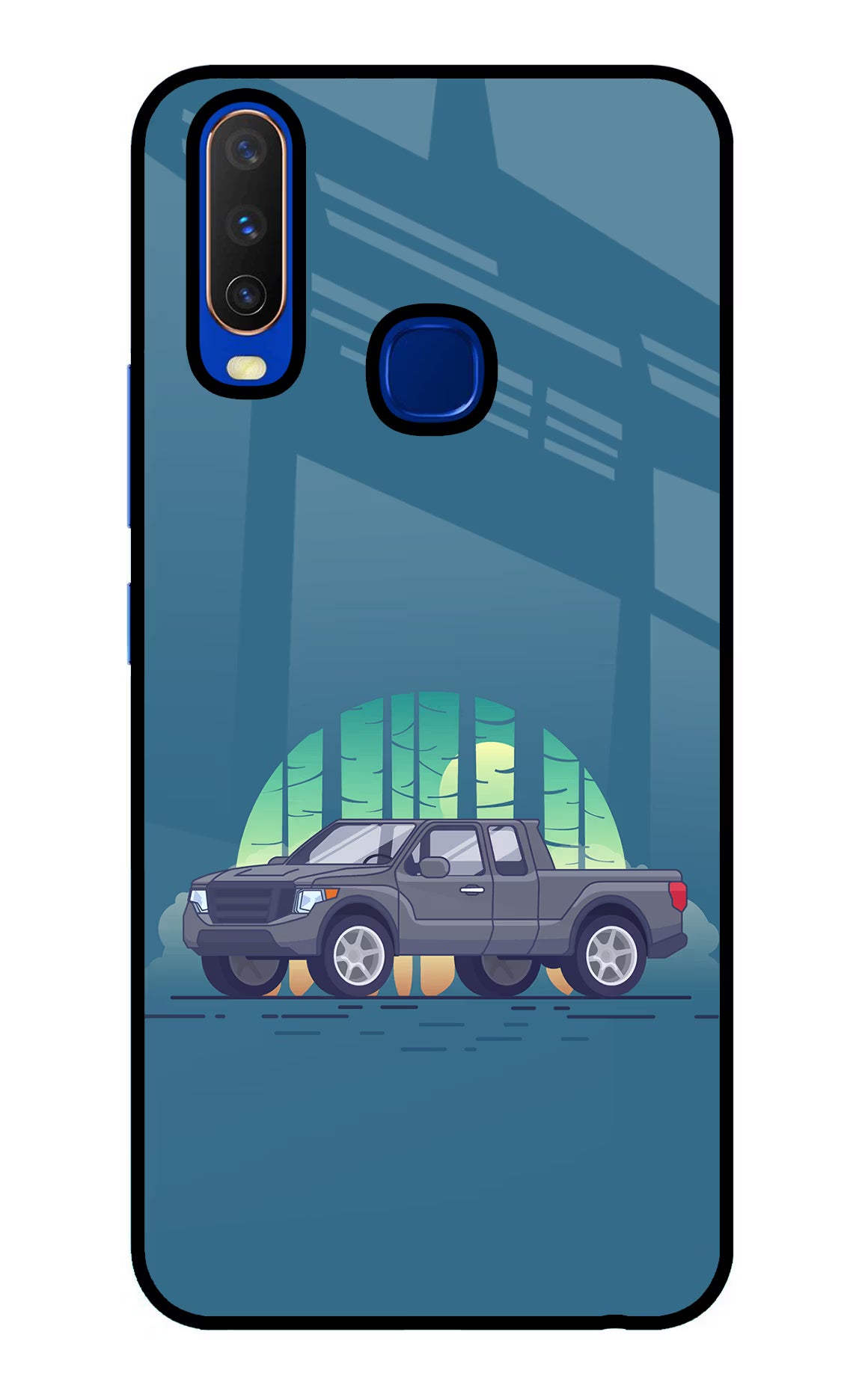 Retro Garage Vibe Vivo Y15/Y17 Glass Case Back Cover by Casekaro