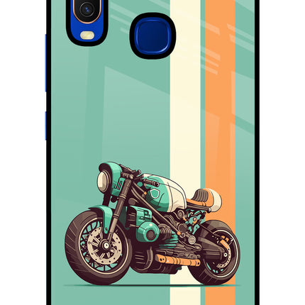 Striped Moto Drift Vivo Y15/Y17 Glass Case
