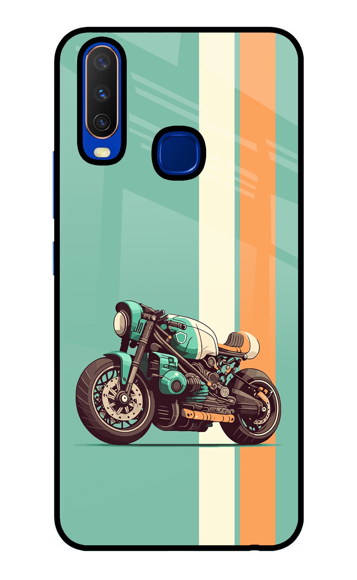 Striped Moto Drift Vivo Y15/Y17 Glass Case