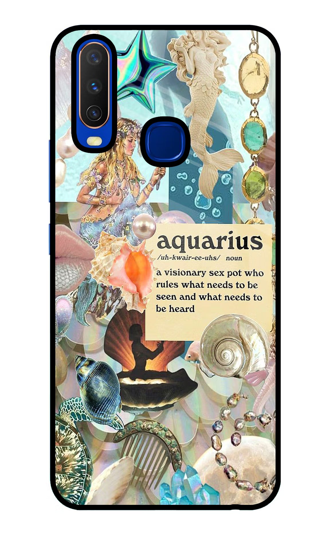 Aquarius Zodiac Vivo Y15/Y17 Glass Case