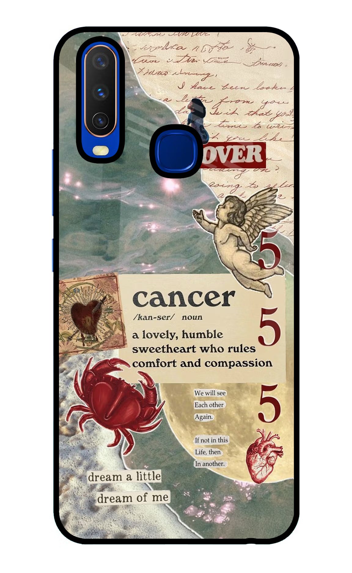 Cancer Zodiac Vivo Y15/Y17 Glass Case Back Cover by Casekaro