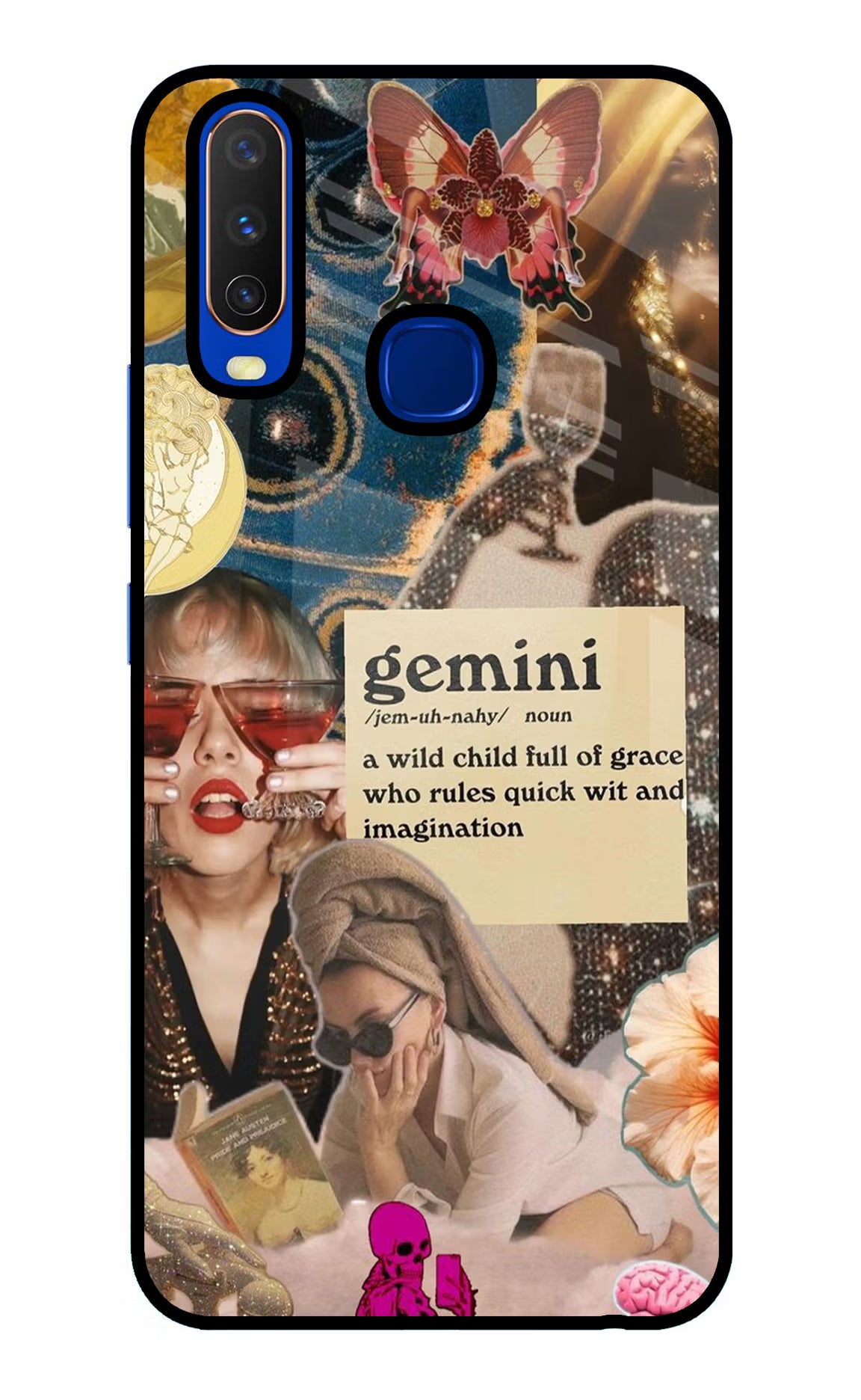 Gemini Zodiac Vivo Y15/Y17 Glass Case Back Cover by Casekaro