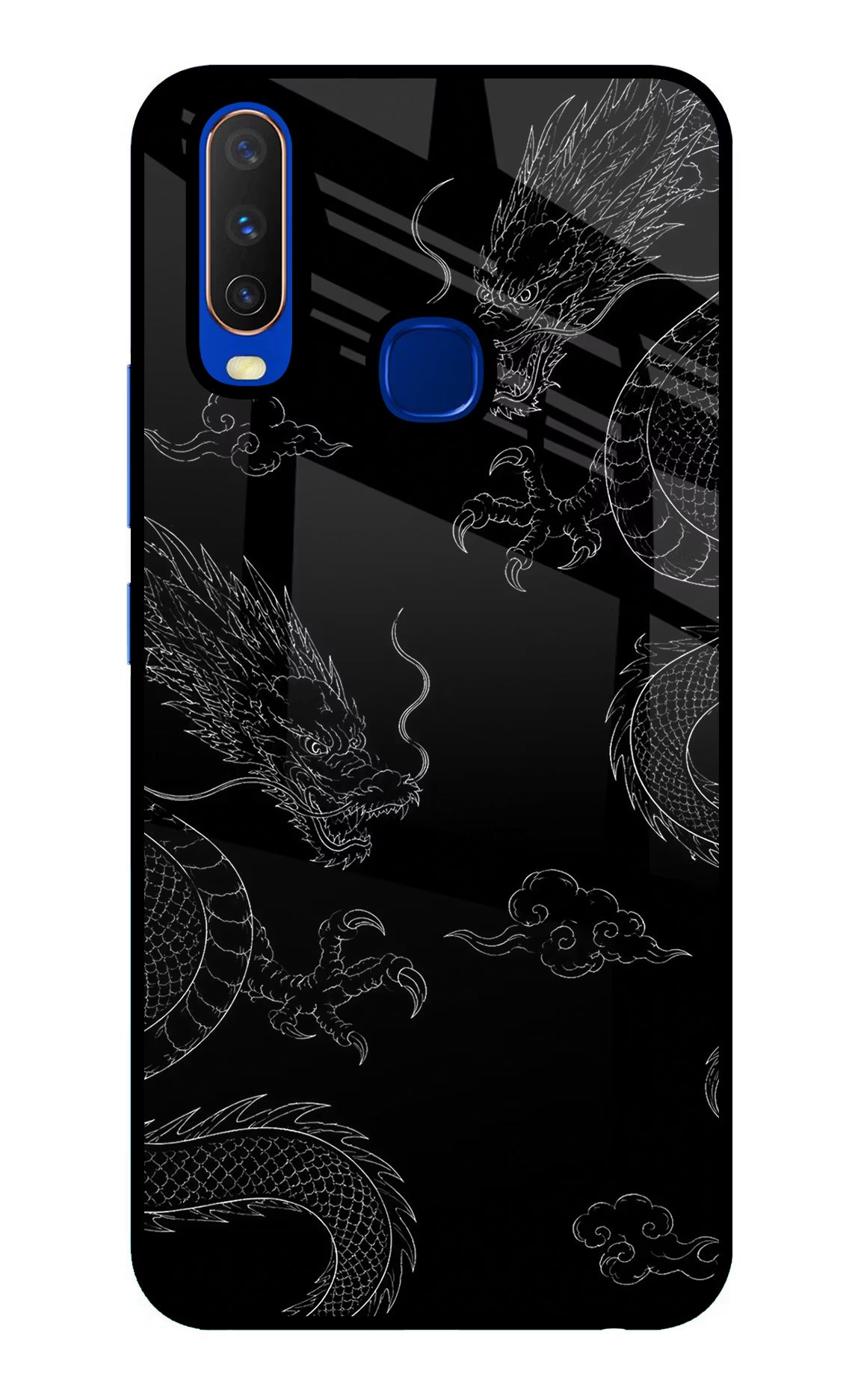 Twin Dragons Vivo Y15/Y17 Glass Case Back Cover by Casekaro