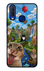 Minecraft Cat Chaos Vivo Y15/Y17 Glass Case