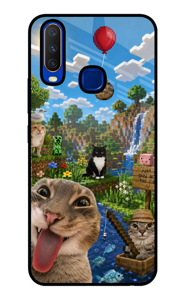 Minecraft Cat Chaos Vivo Y15/Y17 Glass Case