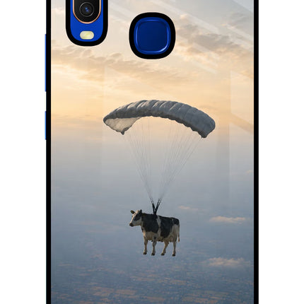 Skydiving Cow Vivo Y15/Y17 Glass Case