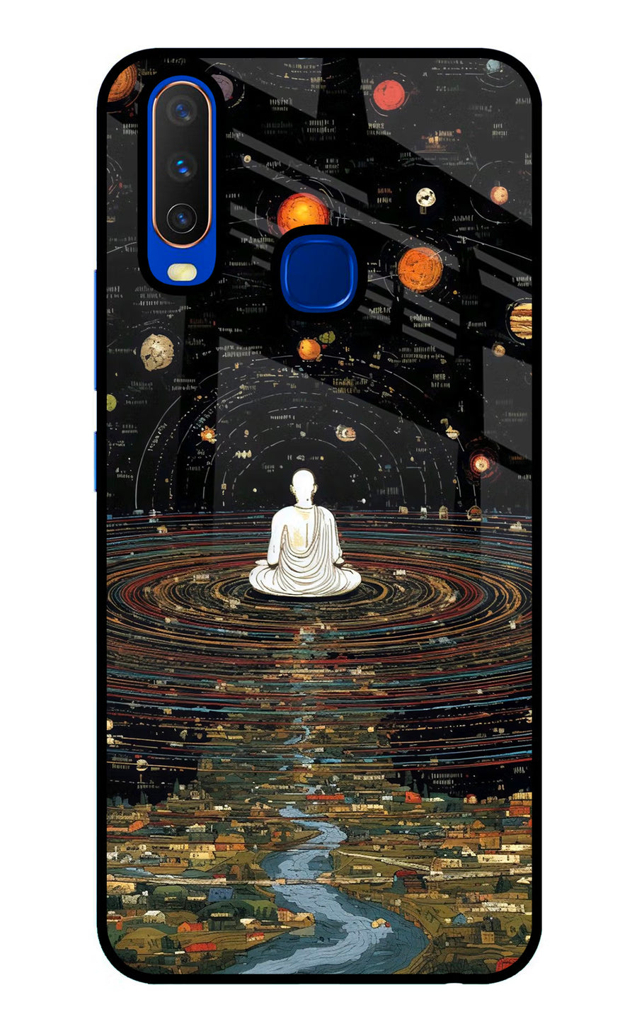 Space Monk Vivo Y15/Y17 Back Cover, Glass case