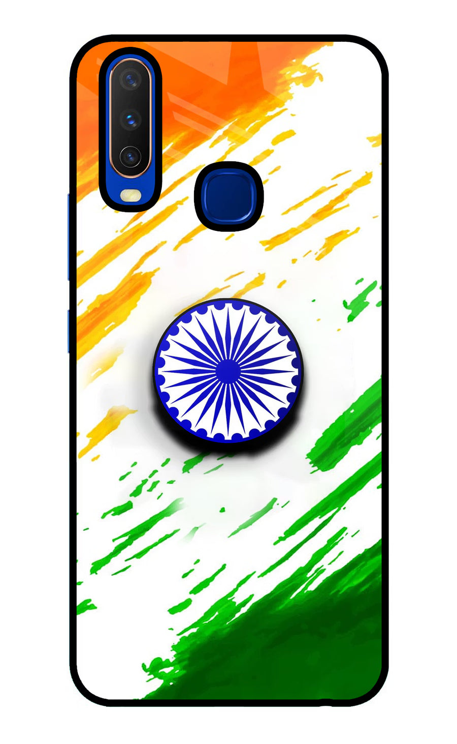 Indian Flag Ashoka Chakra Vivo Y15/Y17 Pop Case, Glass case