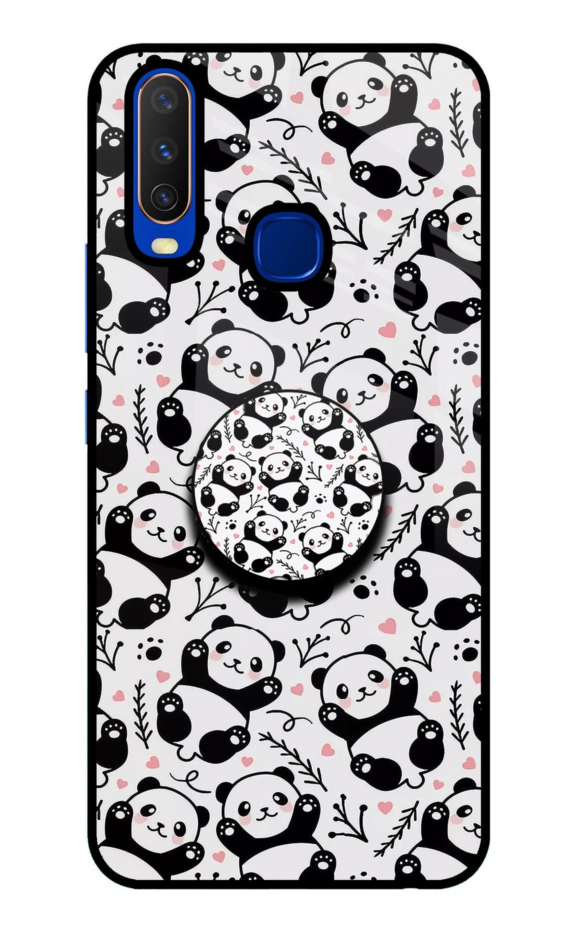 Cute Panda Vivo Y15/Y17 Glass Case