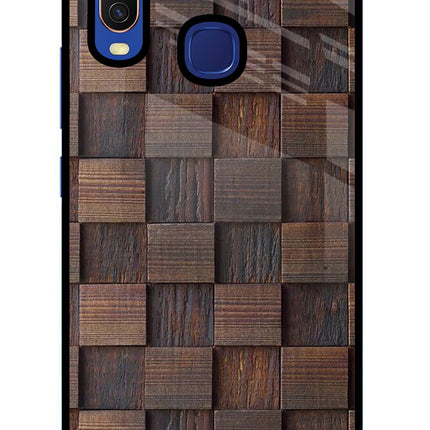 Wooden Cube Design Vivo Y11/Y12/U10 Glass Case Back Cover by Casekaro