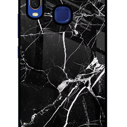Black Marble Pattern Vivo Y11/Y12/U10 Glass Case Back Cover by Casekaro