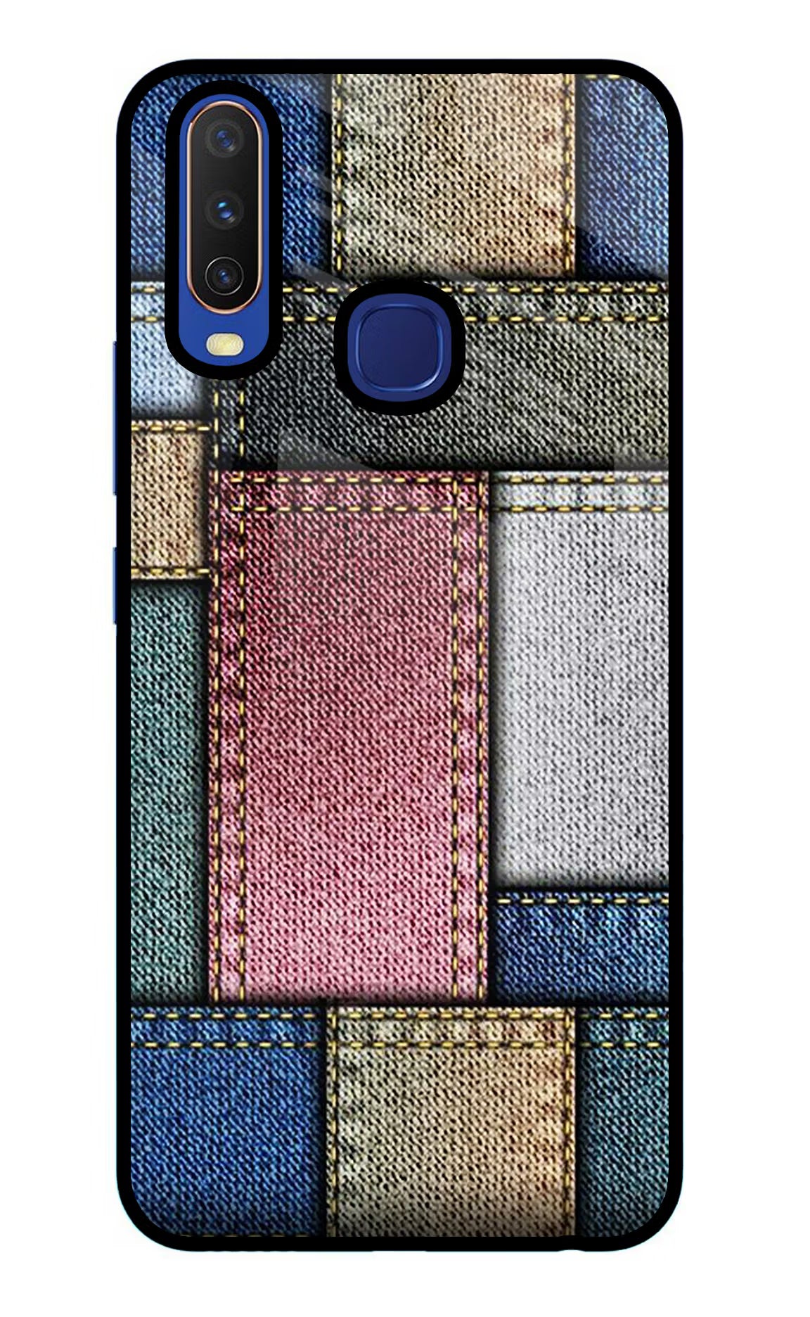 Multicolor Jeans Vivo Y11/Y12/U10 Glass Case Back Cover by Casekaro