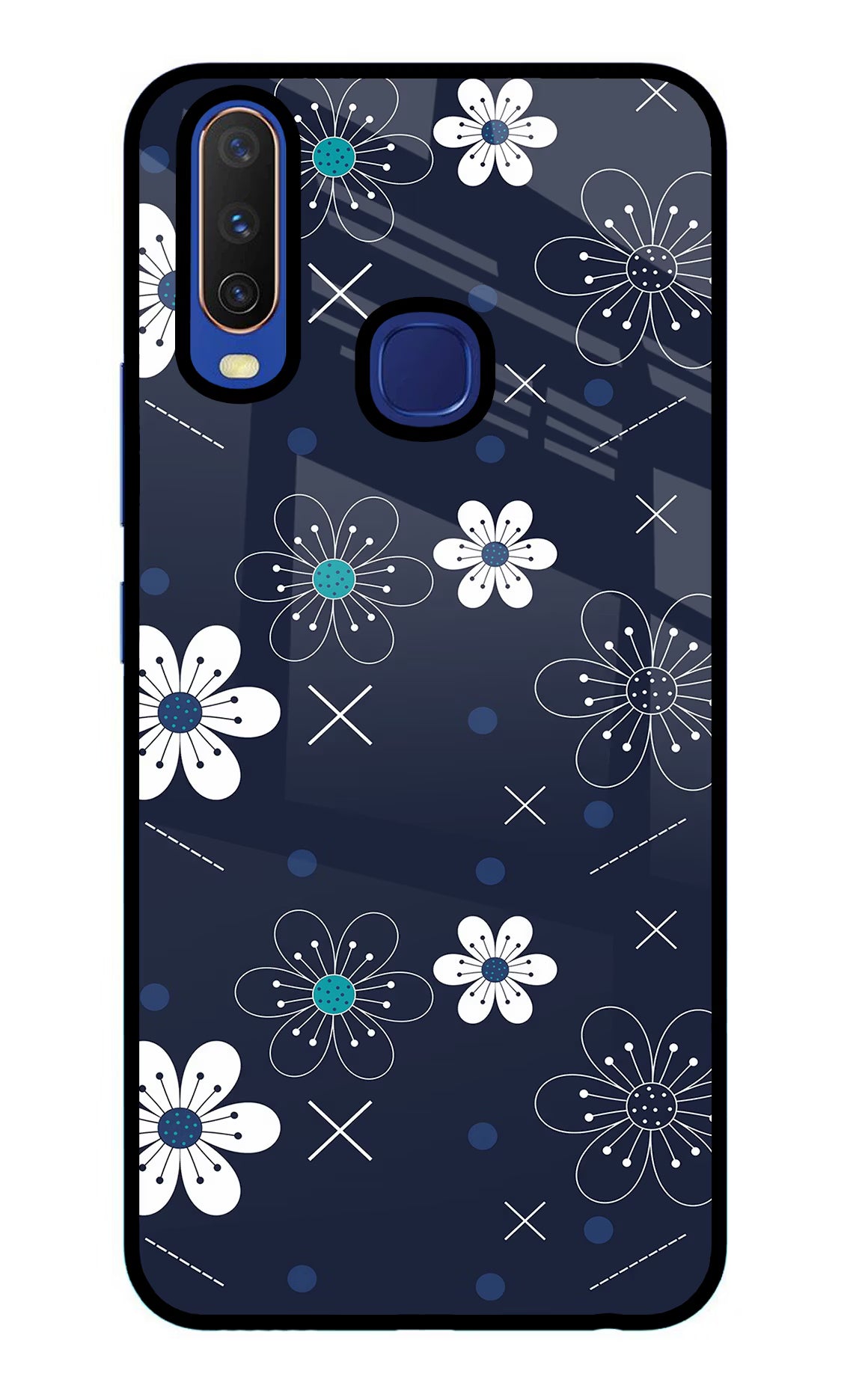 Flowers Vivo Y11/Y12/U10 Glass Case Back Cover by Casekaro