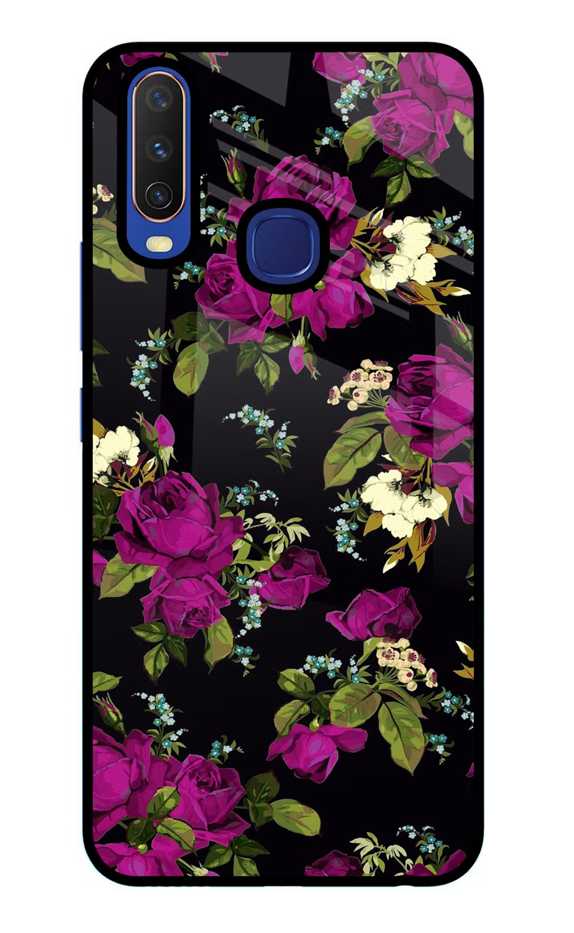 Flowers Vivo Y11/Y12/U10 Glass Case Back Cover by Casekaro