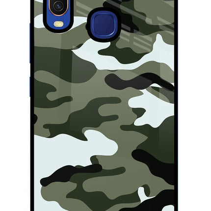 Camouflage Vivo Y11/Y12/U10 Glass Case Back Cover by Casekaro