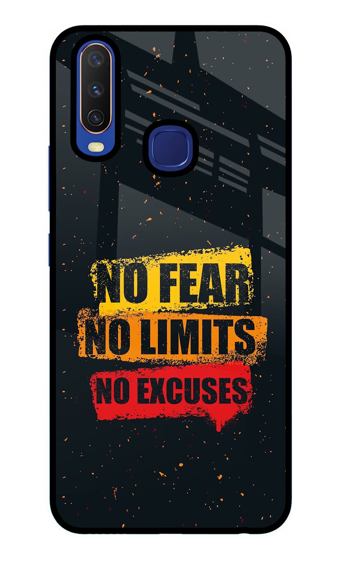 No Fear No Limits No Excuse Vivo Y11/Y12/U10 Glass Case Back Cover by Casekaro
