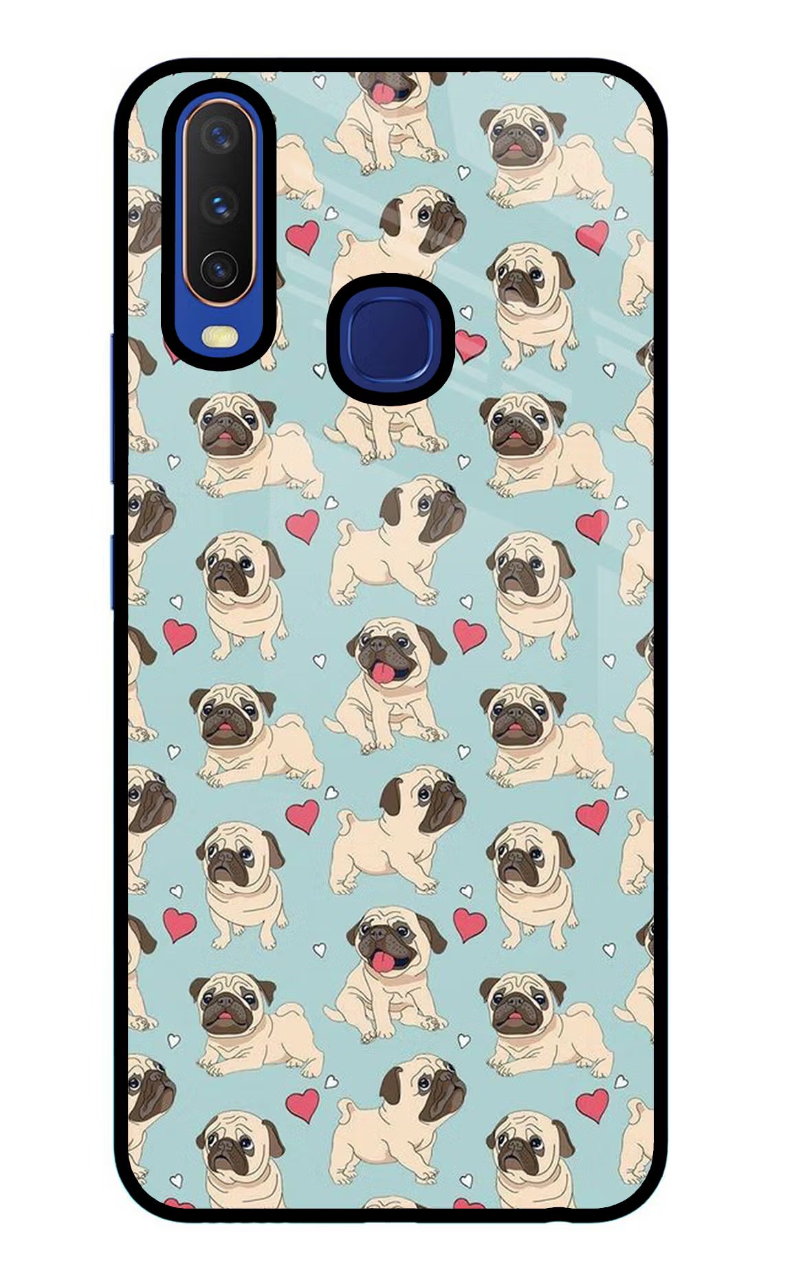 Pug Dog Vivo Y11/Y12/U10 Glass Case Back Cover by Casekaro