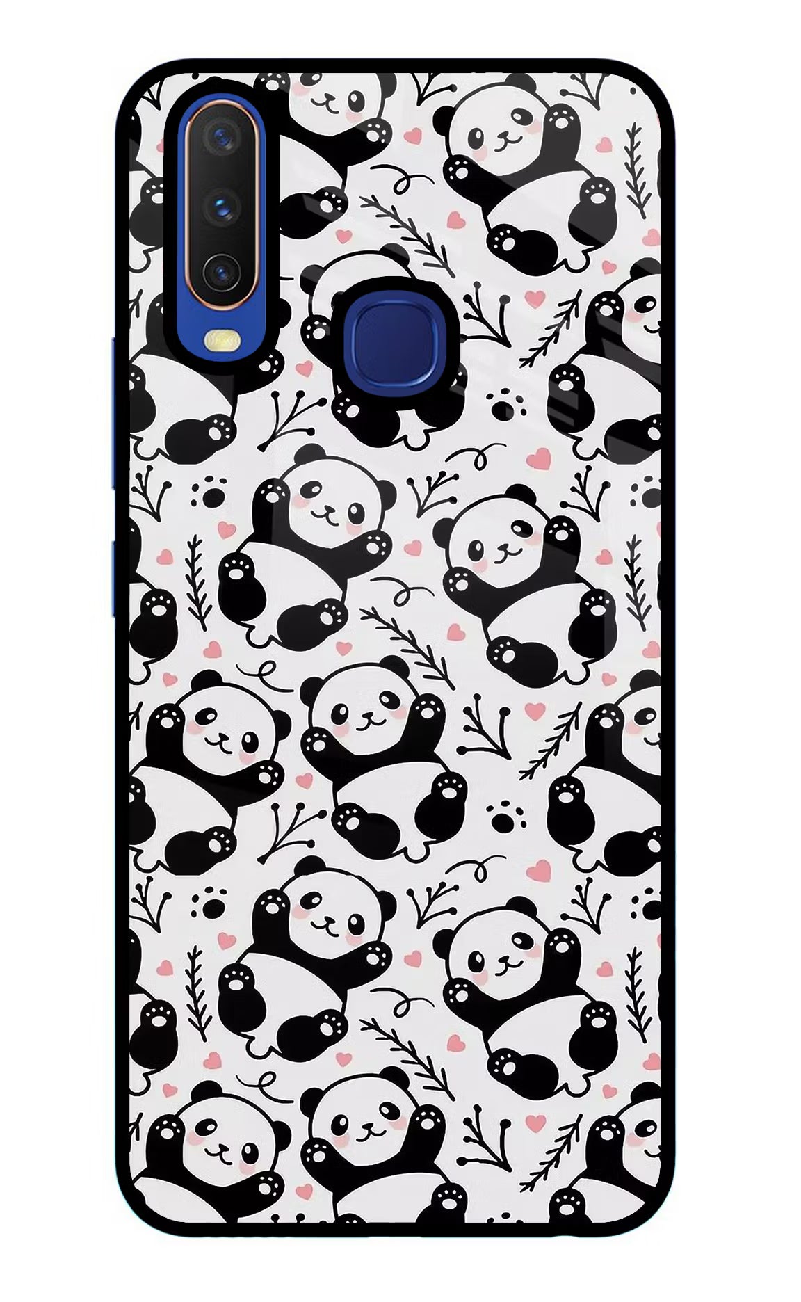 Cute Panda Vivo Y11/Y12/U10 Glass Case Back Cover by Casekaro