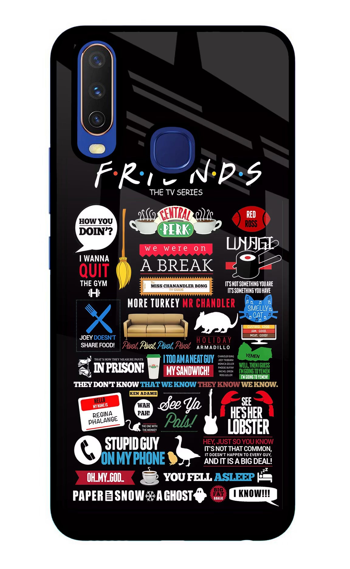 FRIENDS Vivo Y11/Y12/U10 Glass Case Back Cover by Casekaro