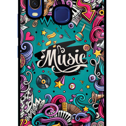 Music Graffiti Vivo Y11/Y12/U10 Glass Case Back Cover by Casekaro