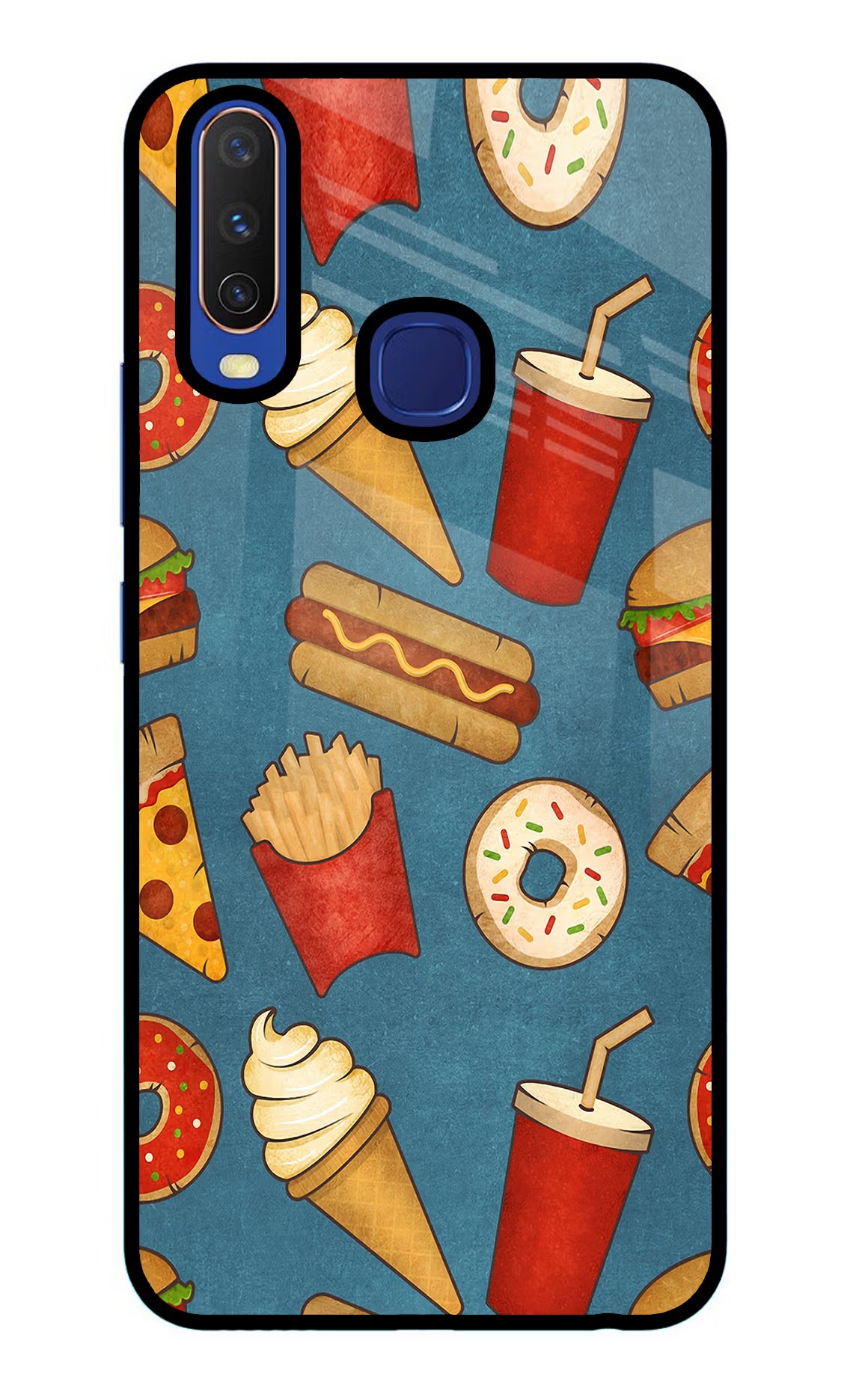 Foodie Vivo Y11/Y12/U10 Glass Case Back Cover by Casekaro