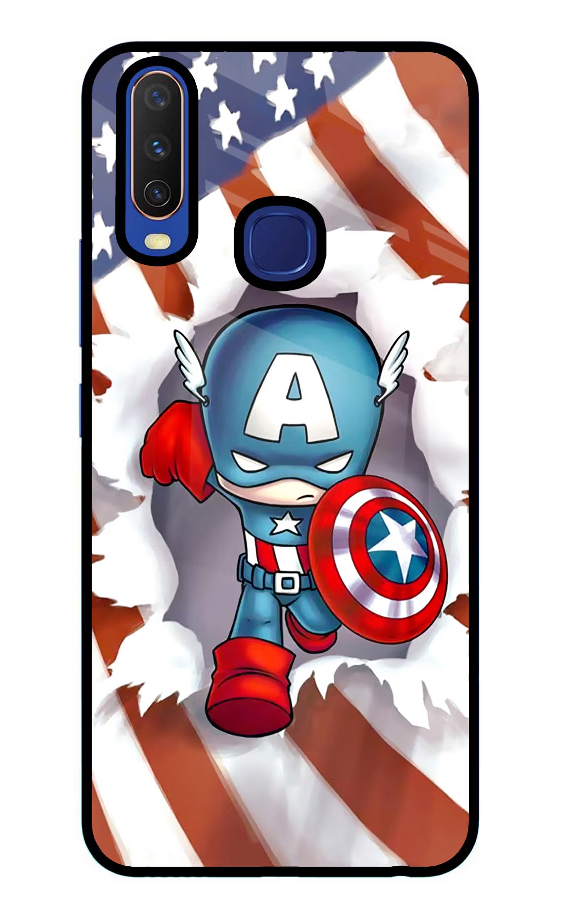 Captain America Vivo Y11/Y12/U10 Glass Case Back Cover by Casekaro