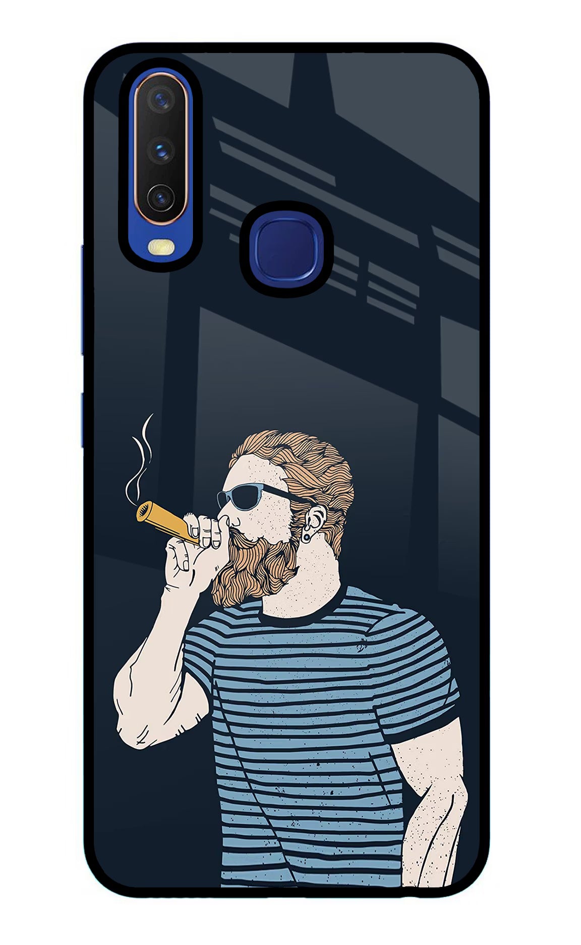 Smoking Vivo Y11/Y12/U10 Glass Case Back Cover by Casekaro