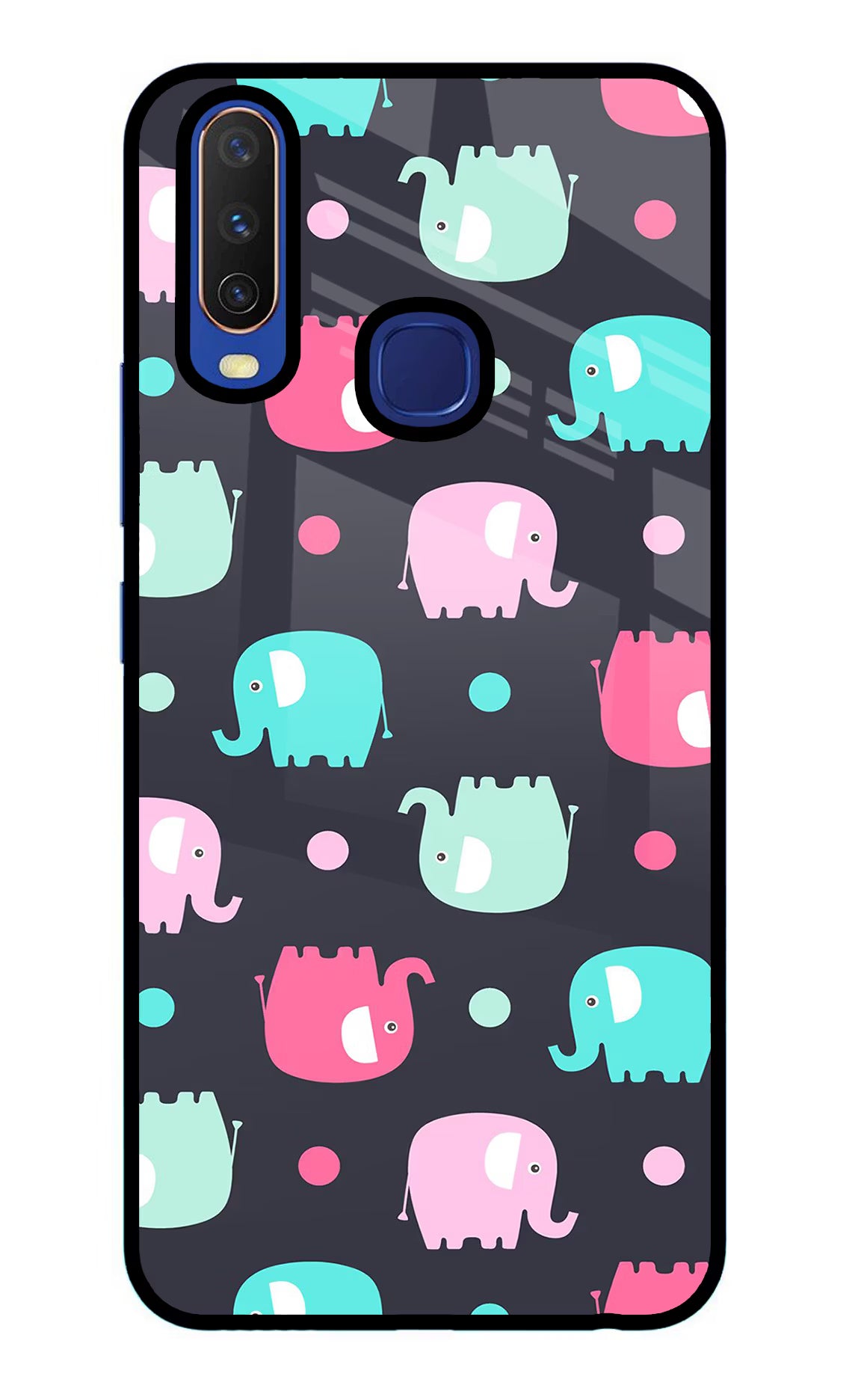 Elephants Vivo Y11/Y12/U10 Glass Case Back Cover by Casekaro