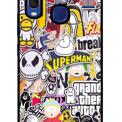 Sticker Bomb Vivo Y11/Y12/U10 Glass Case Back Cover by Casekaro