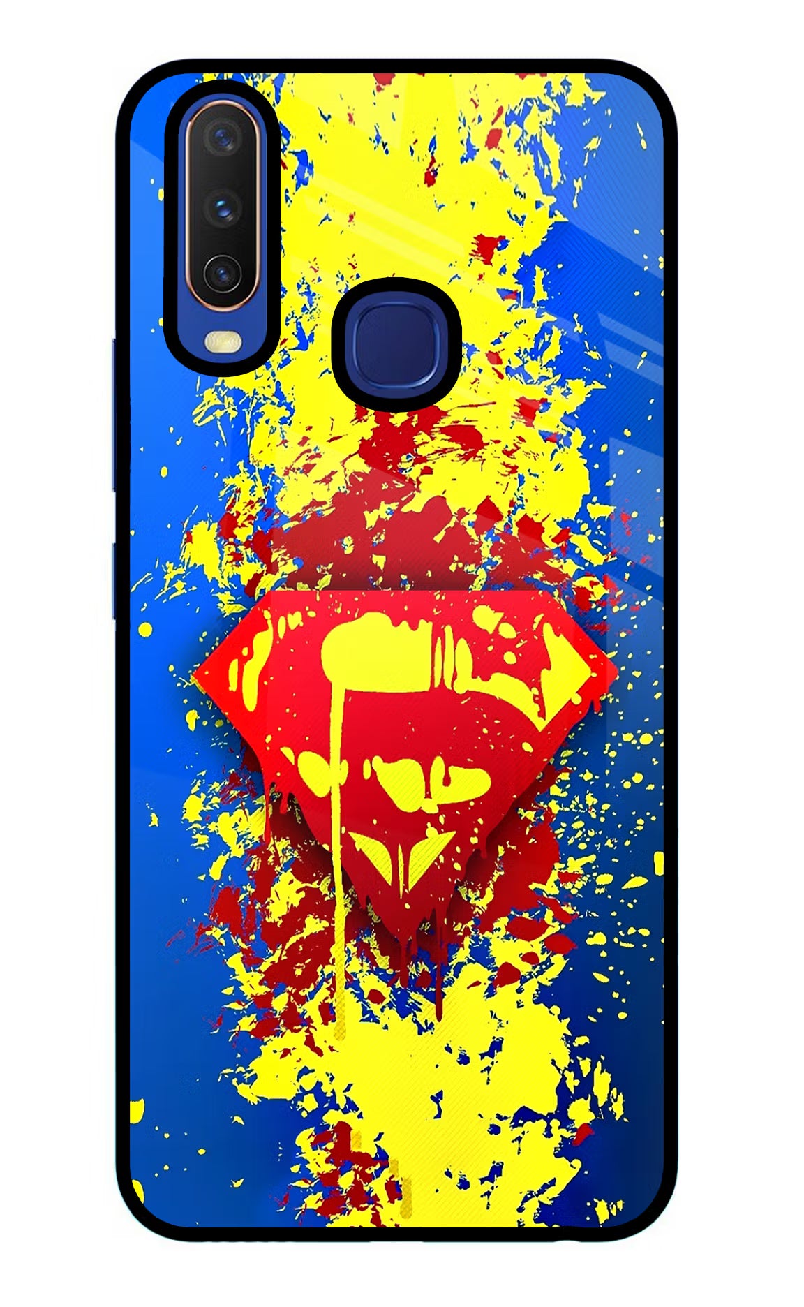 Superman logo Vivo Y11/Y12/U10 Glass Case Back Cover by Casekaro