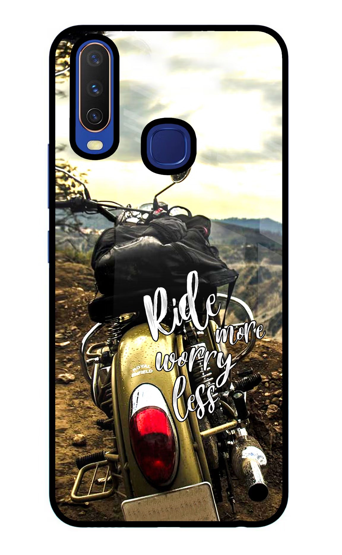 Ride More Worry Less Vivo Y11/Y12/U10 Glass Case Back Cover by Casekaro