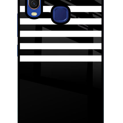 Black and White Print Vivo Y11/Y12/U10 Glass Case Back Cover by Casekaro