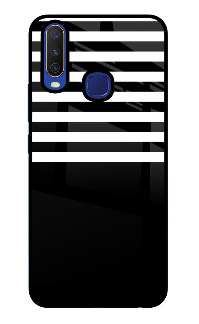 Black and White Print Vivo Y11/Y12/U10 Glass Case Back Cover by Casekaro