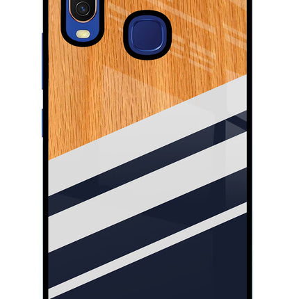 Blue and white wooden Vivo Y11/Y12/U10 Glass Case Back Cover by Casekaro