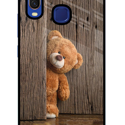 Teddy Wooden Vivo Y11/Y12/U10 Glass Case Back Cover by Casekaro