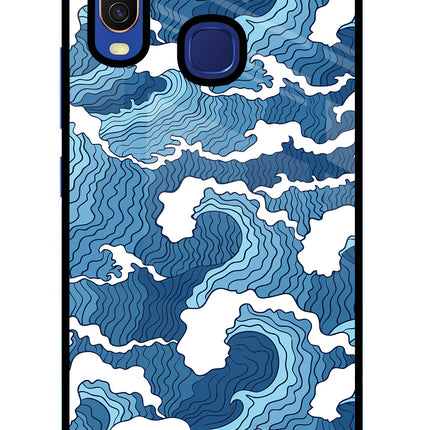 Blue Waves Vivo Y11/Y12/U10 Glass Case Back Cover by Casekaro