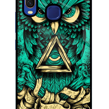 Green Owl Vivo Y11/Y12/U10 Glass Case Back Cover by Casekaro