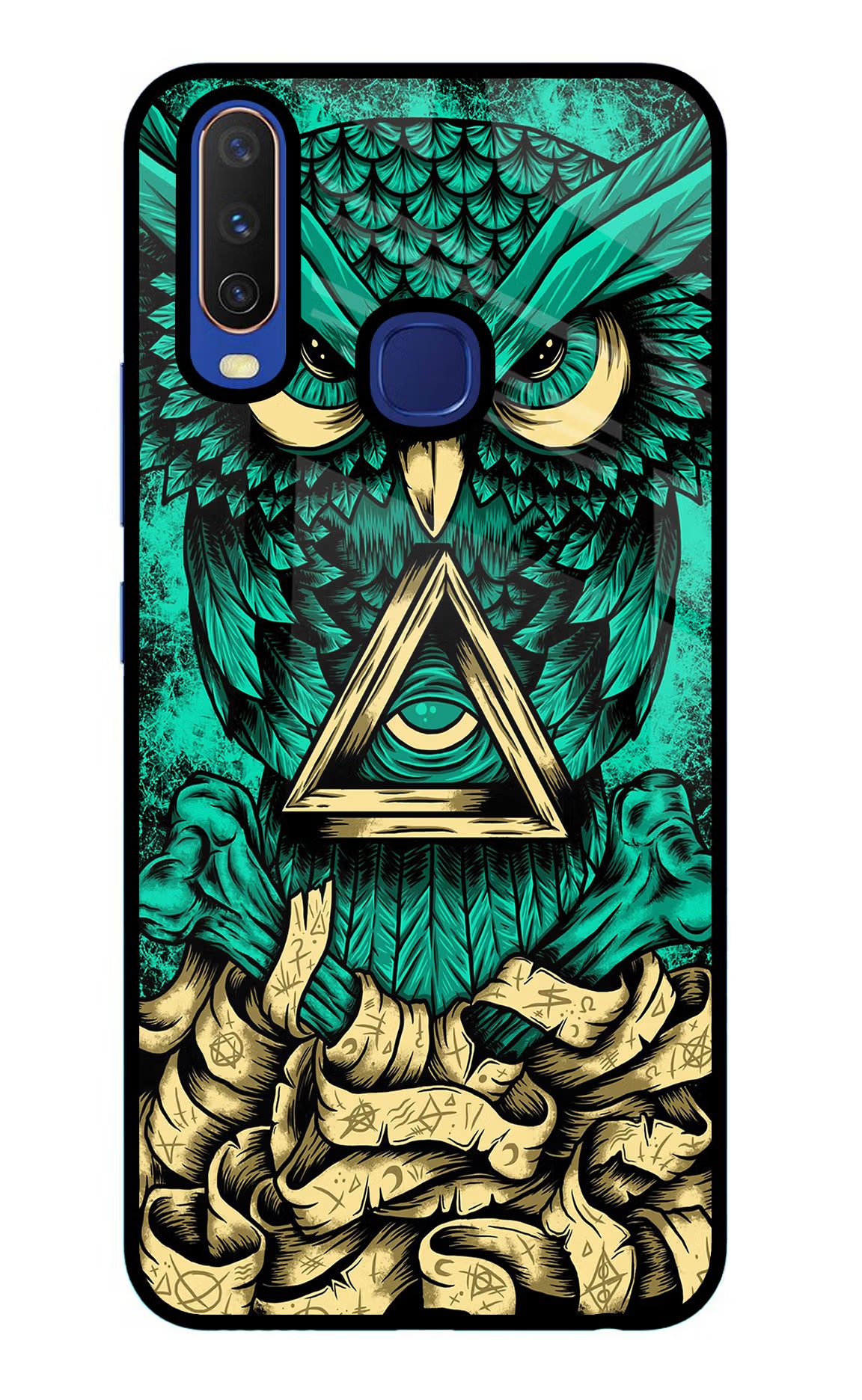 Green Owl Vivo Y11/Y12/U10 Glass Case Back Cover by Casekaro