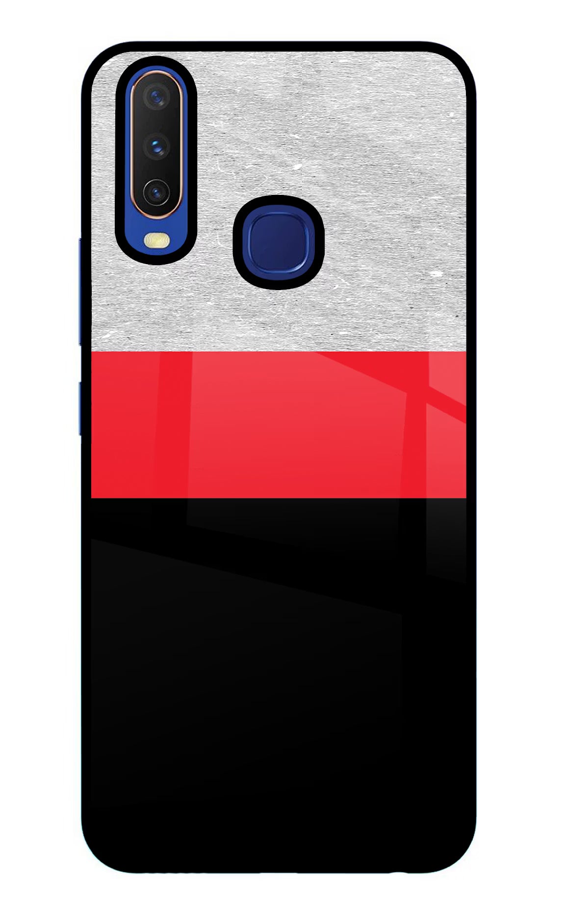 Tri Color Pattern Vivo Y11/Y12/U10 Glass Case Back Cover by Casekaro