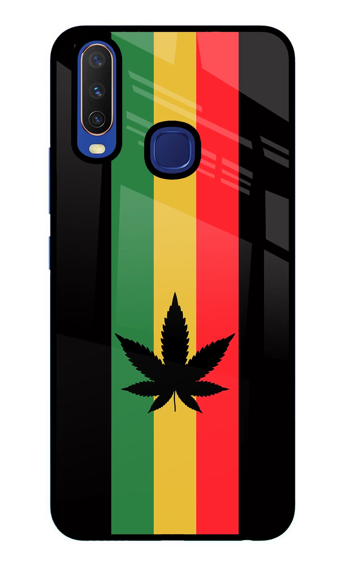 Weed Flag Vivo Y11/Y12/U10 Glass Case Back Cover by Casekaro