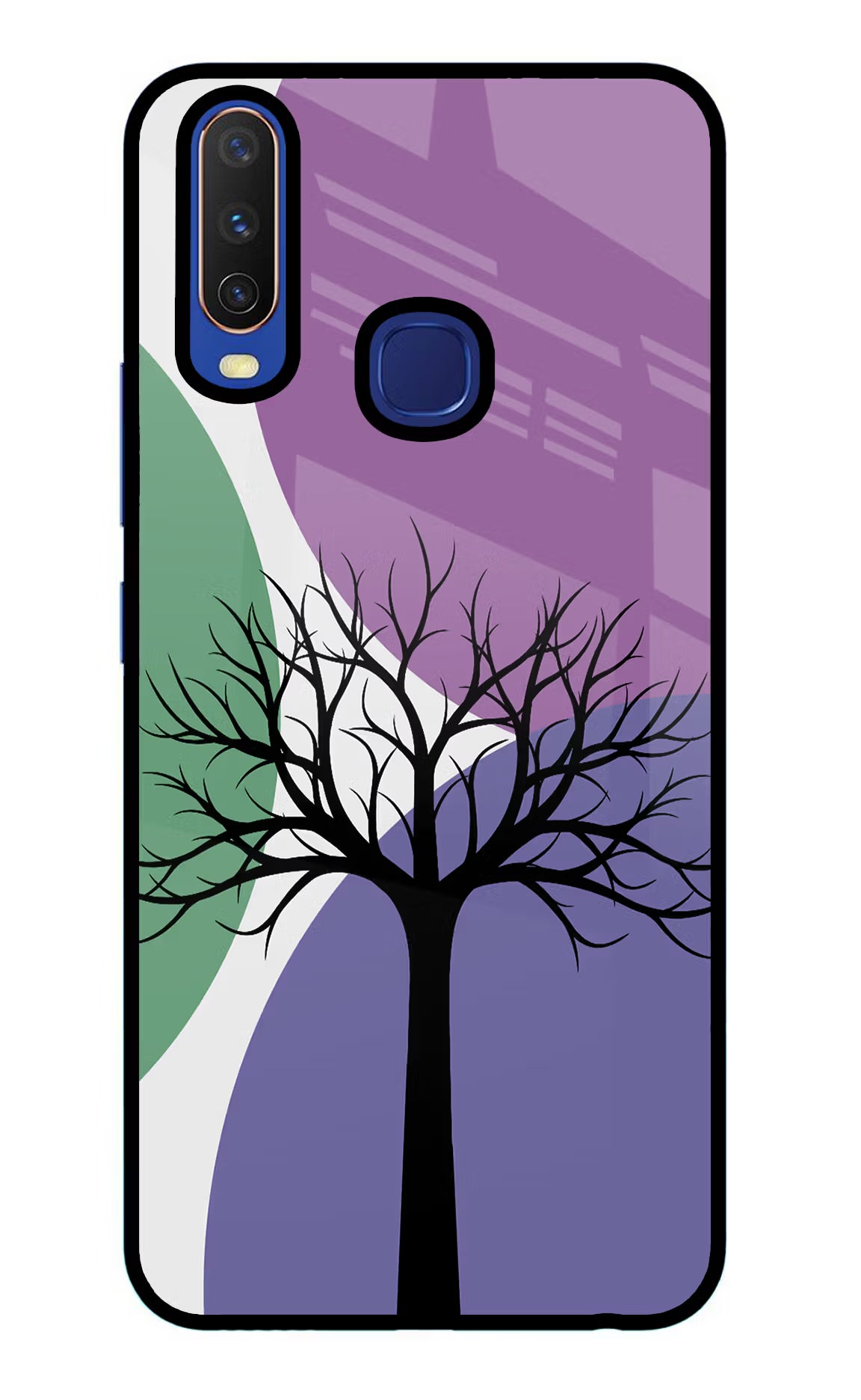 Tree Art Vivo Y11/Y12/U10 Glass Case Back Cover by Casekaro