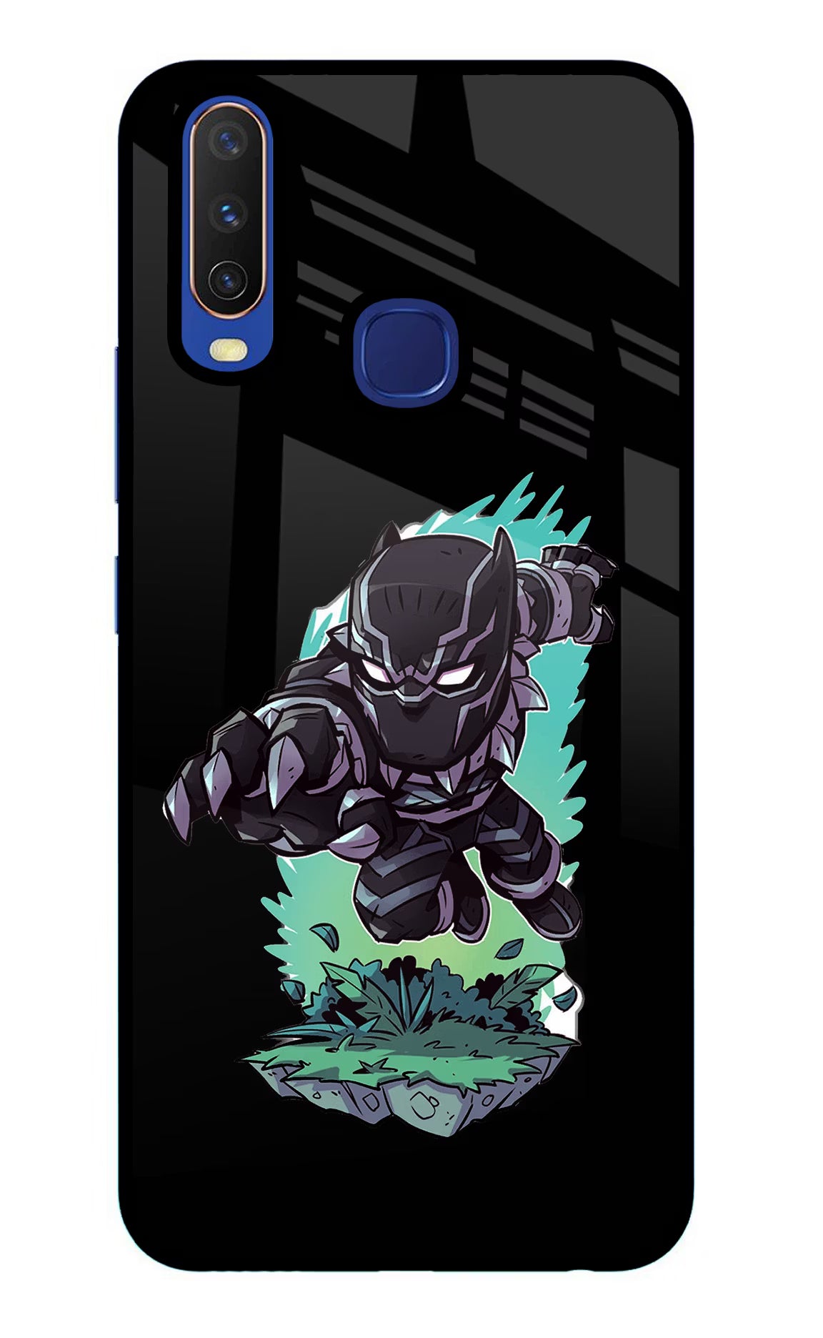 Black Panther Vivo Y11/Y12/U10 Glass Case Back Cover by Casekaro
