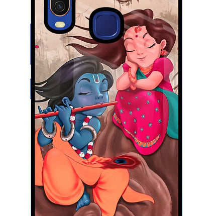 Radhe Krishna Vivo Y11/Y12/U10 Glass Case Back Cover by Casekaro