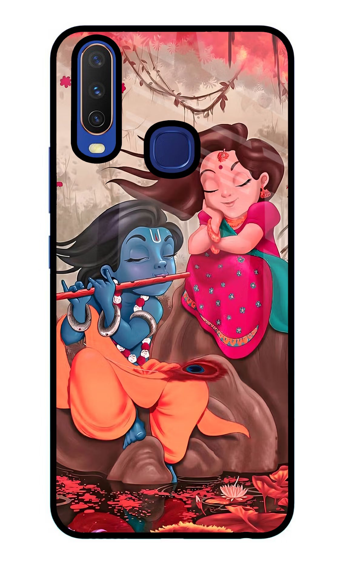 Radhe Krishna Vivo Y11/Y12/U10 Glass Case Back Cover by Casekaro