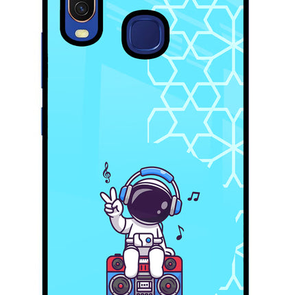 Cute Astronaut Chilling Vivo Y11/Y12/U10 Glass Case Back Cover by Casekaro