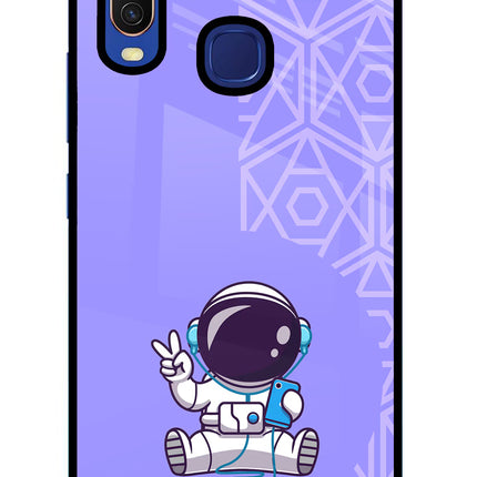 Cute Astronaut Chilling Vivo Y11/Y12/U10 Glass Case Back Cover by Casekaro