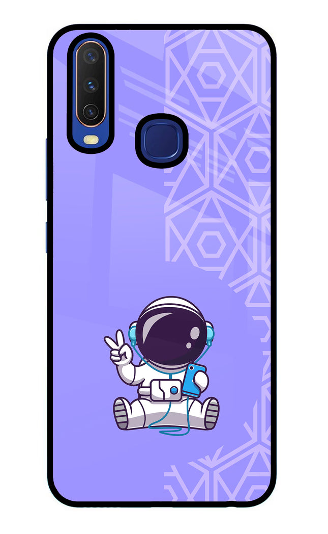 Cute Astronaut Chilling Vivo Y11/Y12/U10 Glass Case Back Cover by Casekaro